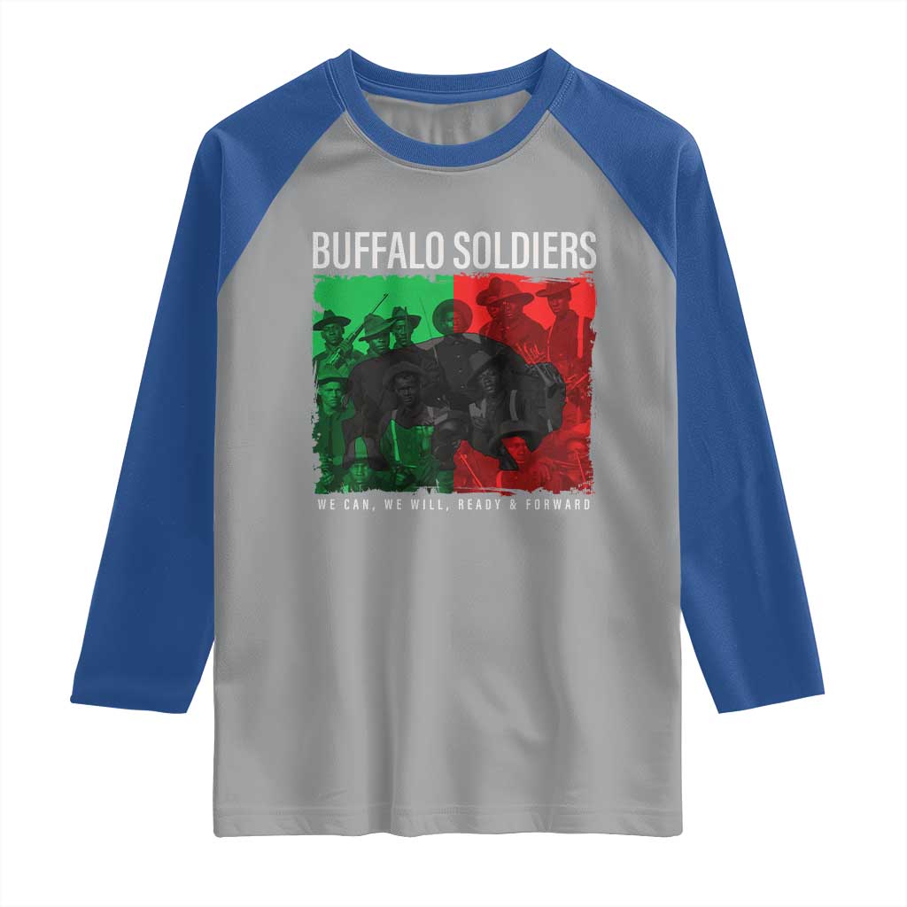 Buffalo Soldiers Raglan Shirt 9th and 10th Cavalry Afro African American Heros TS10 Sport Gray Royal Print Your Wear