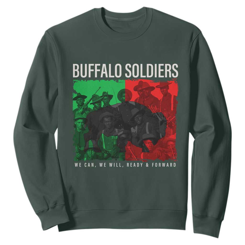 Buffalo Soldiers Sweatshirt 9th and 10th Cavalry Afro African American Heros TS10 Dark Forest Green Print Your Wear