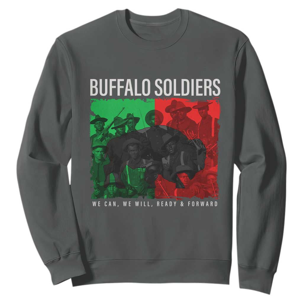 Buffalo Soldiers Sweatshirt 9th and 10th Cavalry Afro African American Heros TS10 Dark Heather Print Your Wear