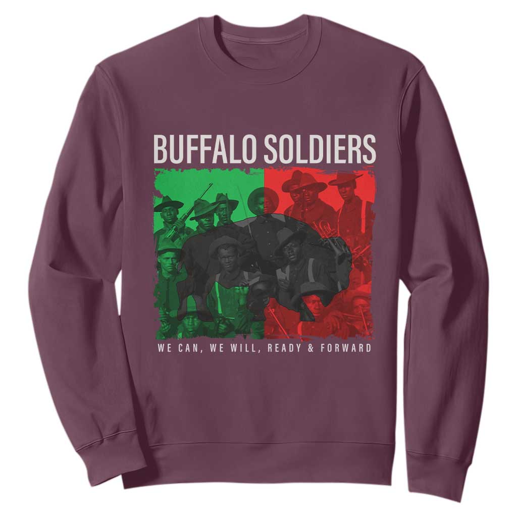 Buffalo Soldiers Sweatshirt 9th and 10th Cavalry Afro African American Heros TS10 Maroon Print Your Wear