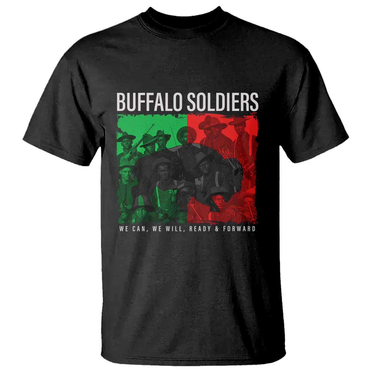 Buffalo Soldiers T Shirt 9th and 10th Cavalry Afro African American Heros - Print Your Wear