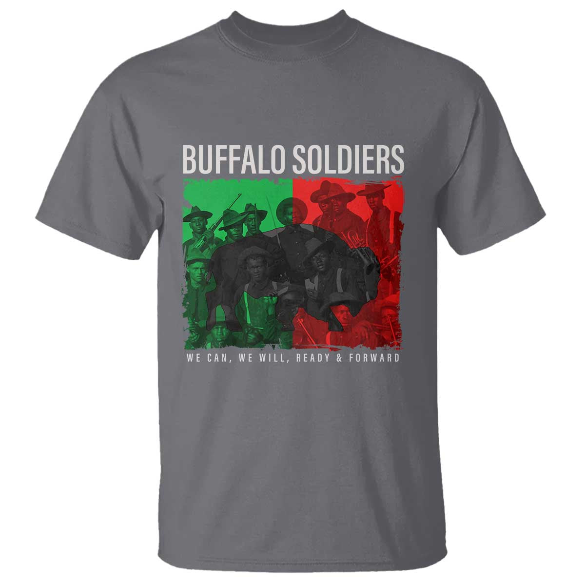 Buffalo Soldiers T Shirt 9th and 10th Cavalry Afro African American Heros TS10 Charcoal Print Your Wear