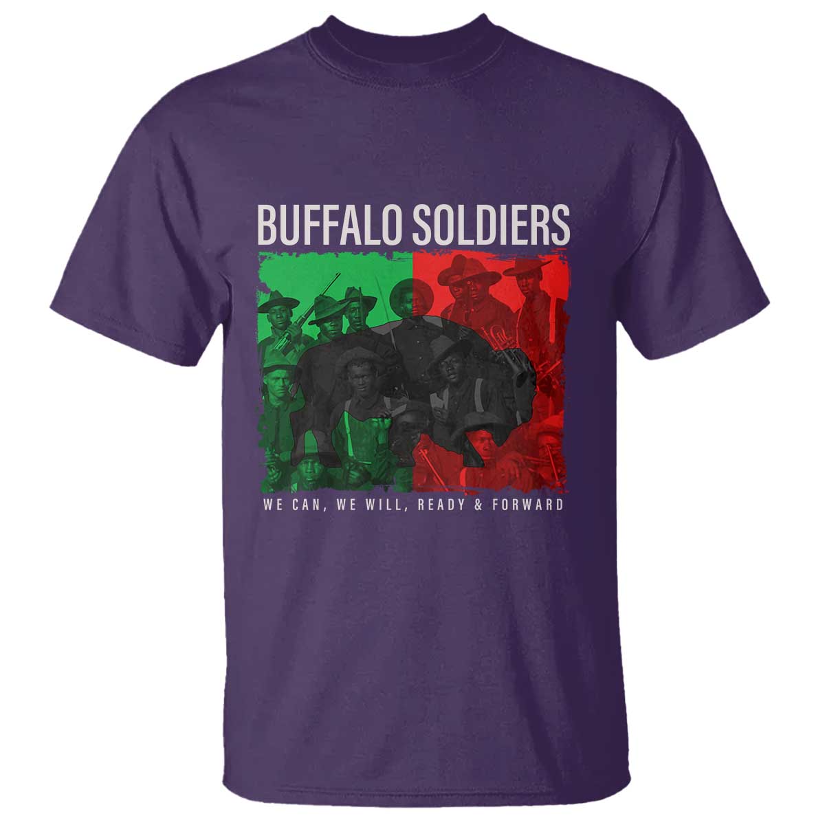 Buffalo Soldiers T Shirt 9th and 10th Cavalry Afro African American Heros TS10 Purple Print Your Wear