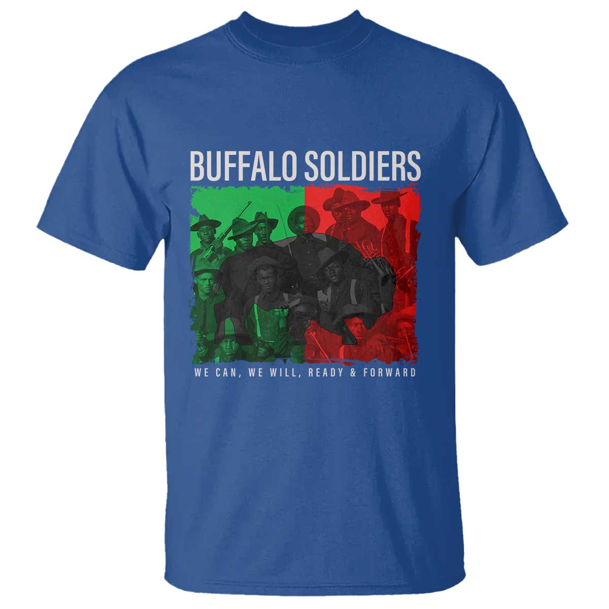 Buffalo Soldiers T Shirt 9th and 10th Cavalry Afro African American Heros TS10 Royal Blue Print Your Wear