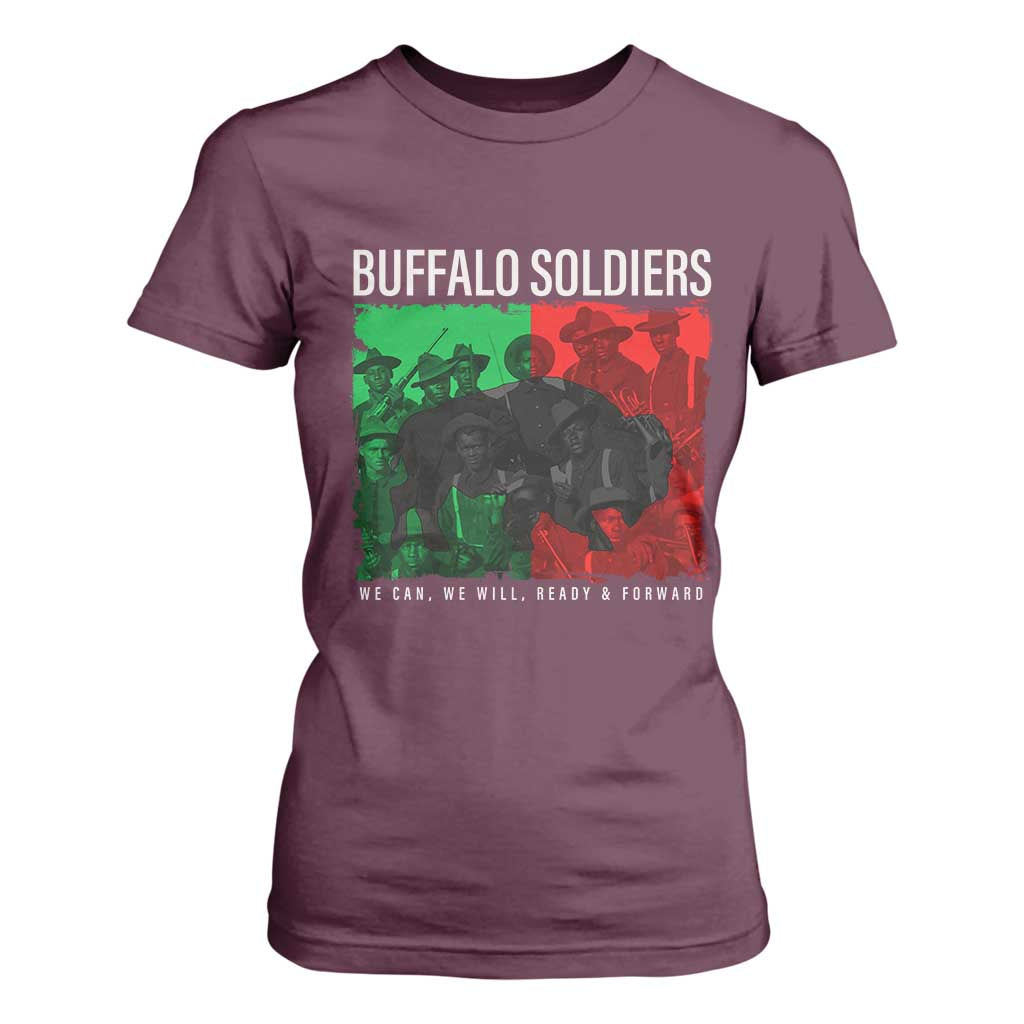 Buffalo Soldiers T Shirt For Women 9th and 10th Cavalry Afro African American Heros TS10 Maroon Print Your Wear