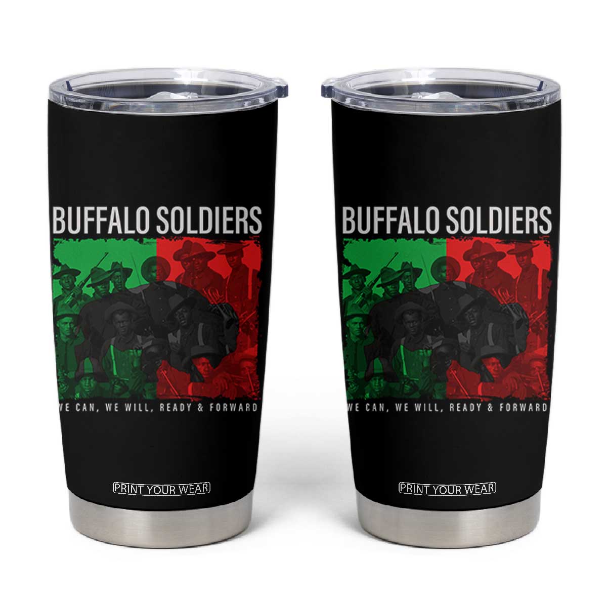 Buffalo Soldiers Tumbler Cup 9th and 10th Cavalry Afro African American Heros TS10 Black Print Your Wear