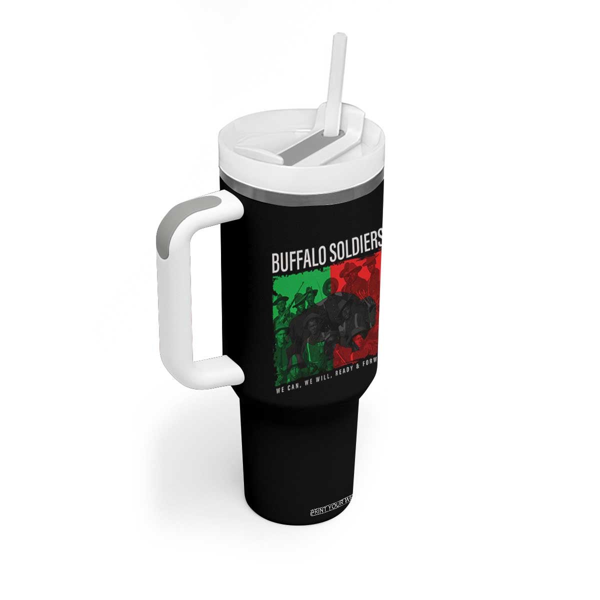 Buffalo Soldiers Tumbler With Handle 9th and 10th Cavalry Afro African American Heros TS10 Print Your Wear