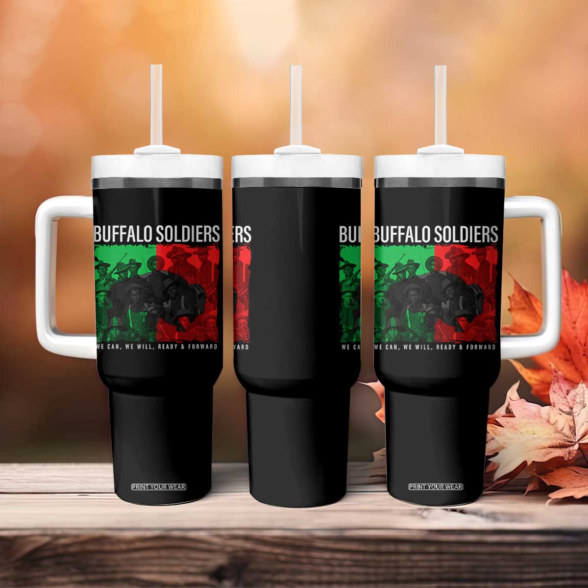 Buffalo Soldiers Tumbler With Handle 9th and 10th Cavalry Afro African American Heros TS10 Print Your Wear