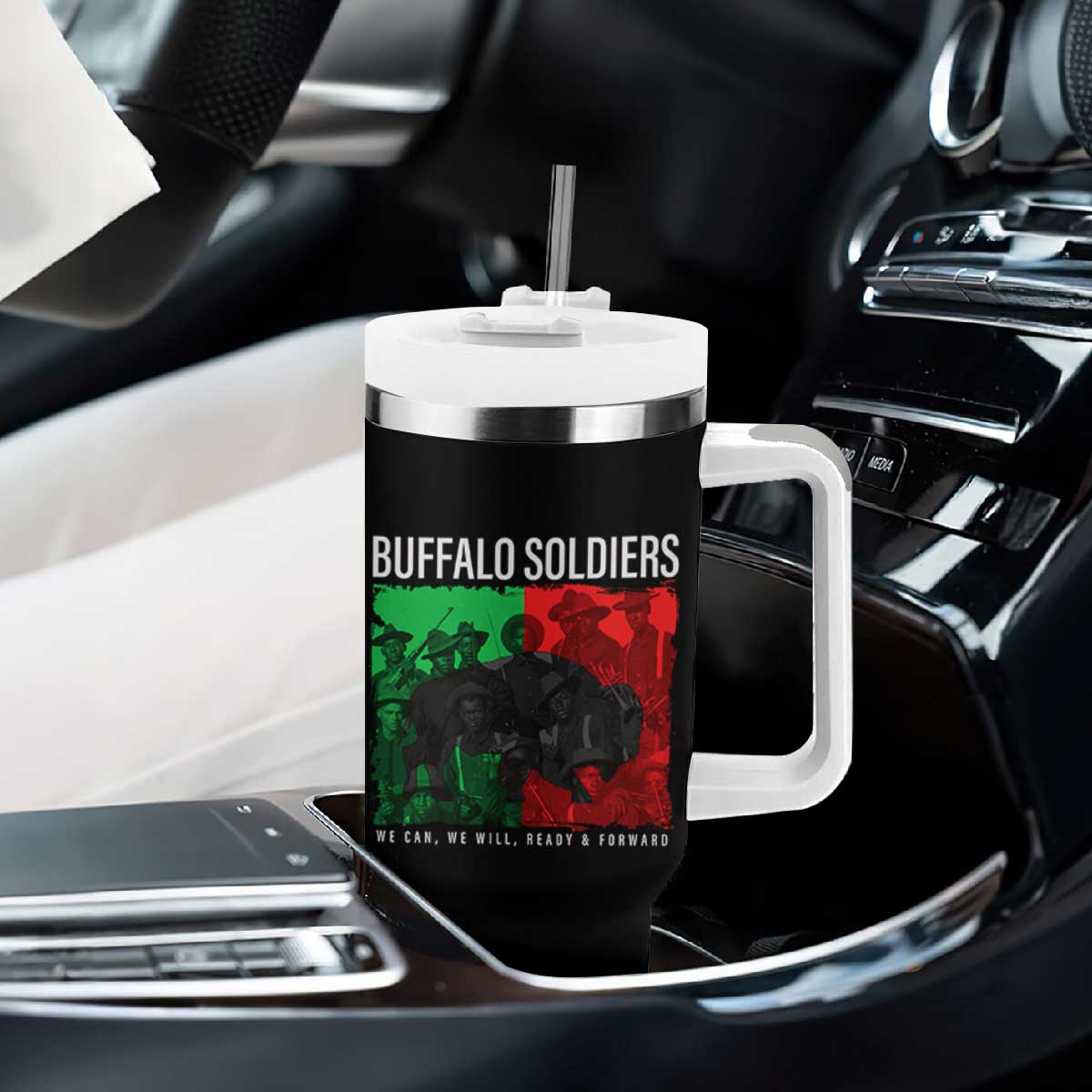 Buffalo Soldiers Tumbler With Handle 9th and 10th Cavalry Afro African American Heros TS10 Print Your Wear