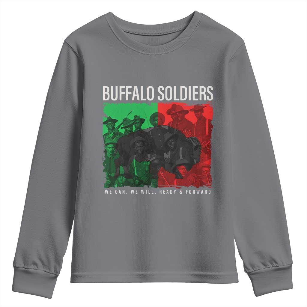 Buffalo Soldiers Youth Sweatshirt 9th and 10th Cavalry Afro African American Heros TS10 Charcoal Print Your Wear
