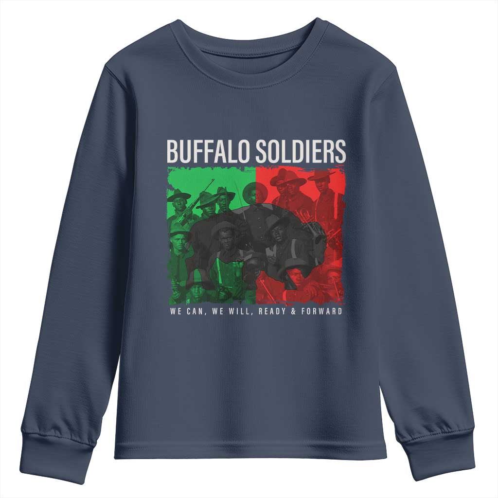 Buffalo Soldiers Youth Sweatshirt 9th and 10th Cavalry Afro African American Heros TS10 Navy Print Your Wear