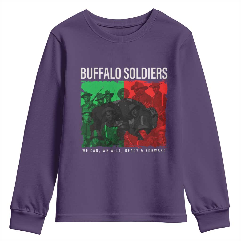 Buffalo Soldiers Youth Sweatshirt 9th and 10th Cavalry Afro African American Heros TS10 Purple Print Your Wear