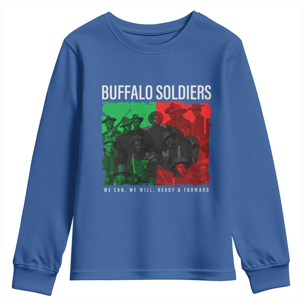 Buffalo Soldiers Youth Sweatshirt 9th and 10th Cavalry Afro African American Heros TS10 Royal Blue Print Your Wear