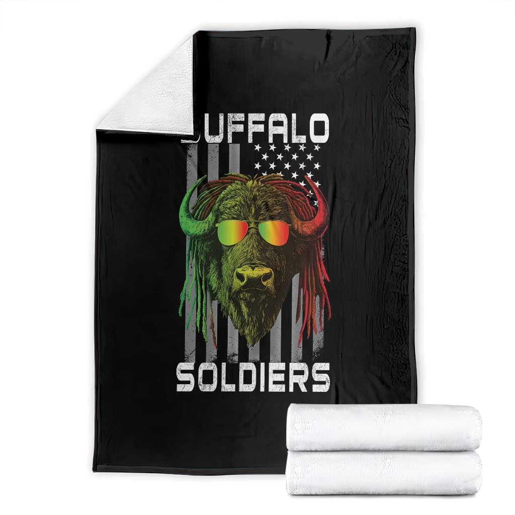 Retro Buffalo Soldiers Throw Blanket 9th and 10th Cavalry African American Heros USA Flag TS10 Black Print Your Wear