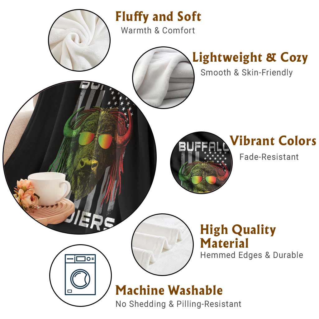 Retro Buffalo Soldiers Throw Blanket 9th and 10th Cavalry African American Heros USA Flag TS10 Print Your Wear