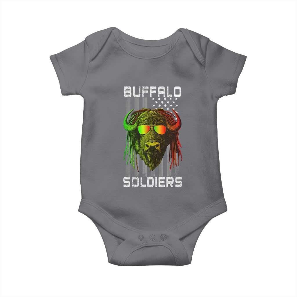 Retro Buffalo Soldiers Baby Onesie 9th and 10th Cavalry African American Heros USA Flag TS10 Charcoal Print Your Wear