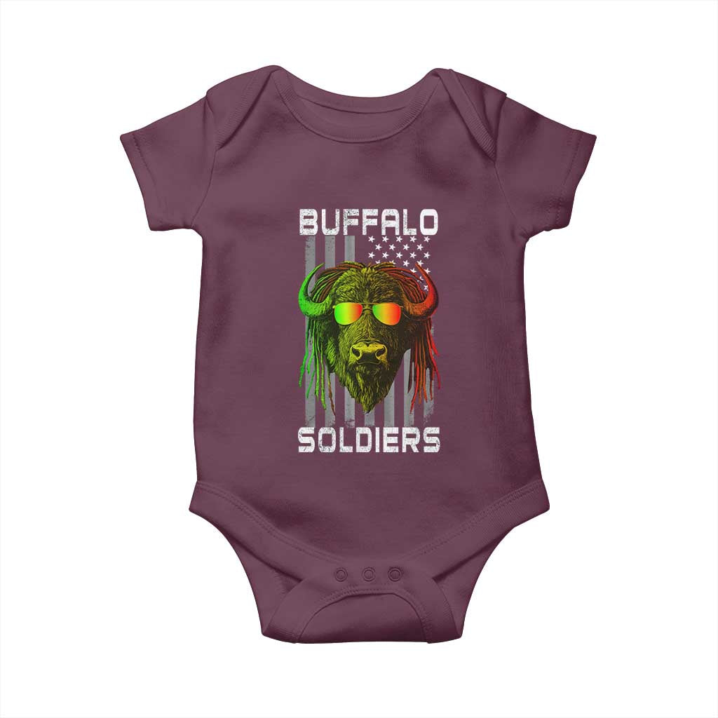 Retro Buffalo Soldiers Baby Onesie 9th and 10th Cavalry African American Heros USA Flag TS10 Maroon Print Your Wear