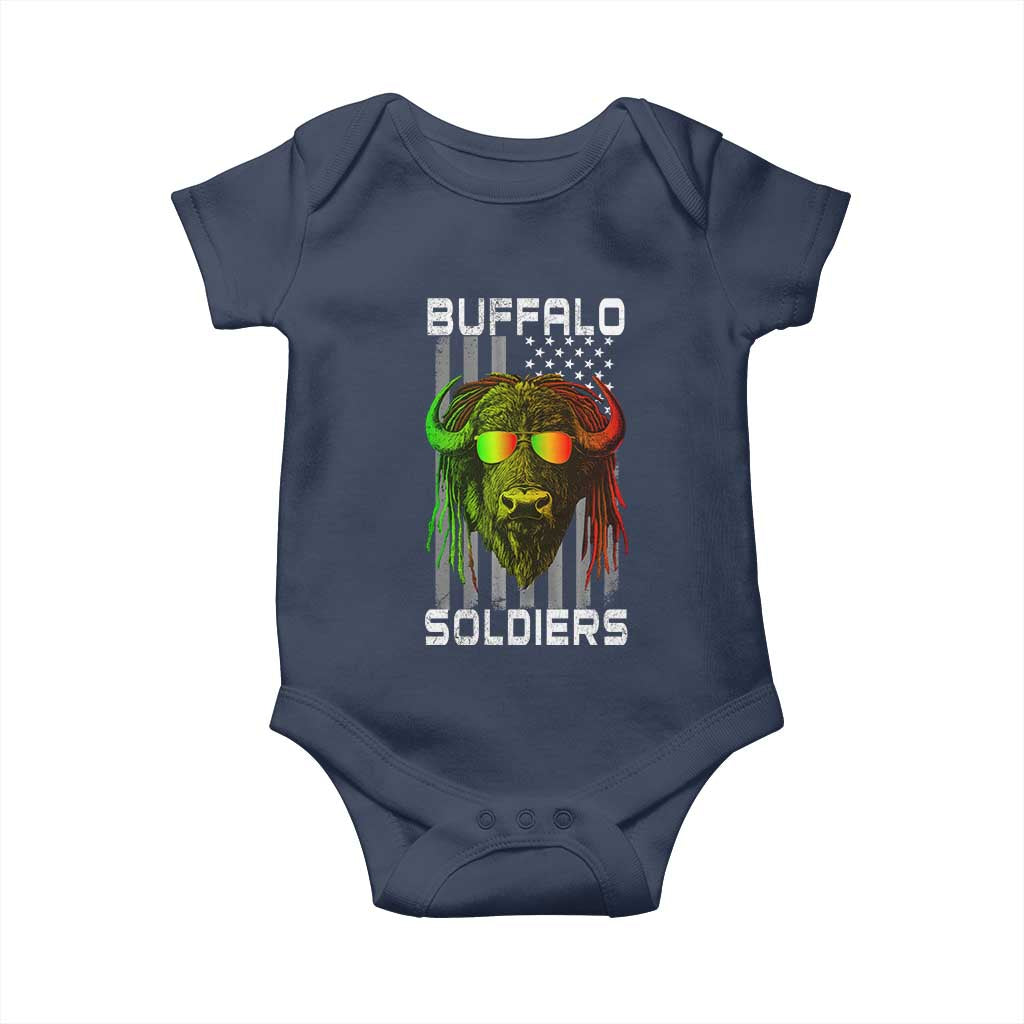 Retro Buffalo Soldiers Baby Onesie 9th and 10th Cavalry African American Heros USA Flag TS10 Navy Print Your Wear