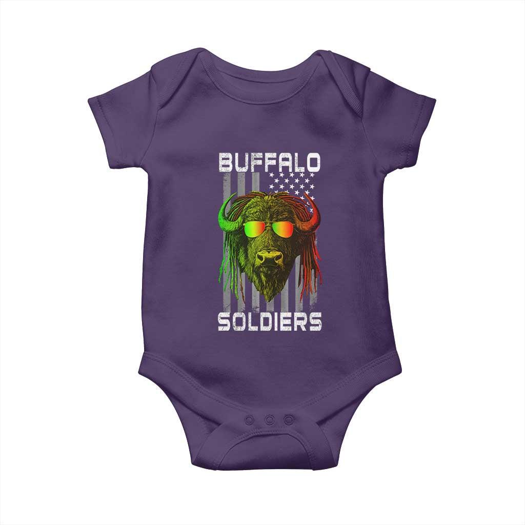 Retro Buffalo Soldiers Baby Onesie 9th and 10th Cavalry African American Heros USA Flag TS10 Purple Print Your Wear