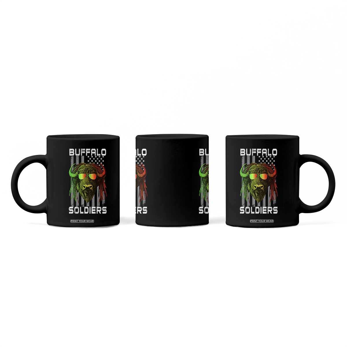 Retro Buffalo Soldiers Coffee Mug 9th and 10th Cavalry African American Heros USA Flag TS10 Print Your Wear