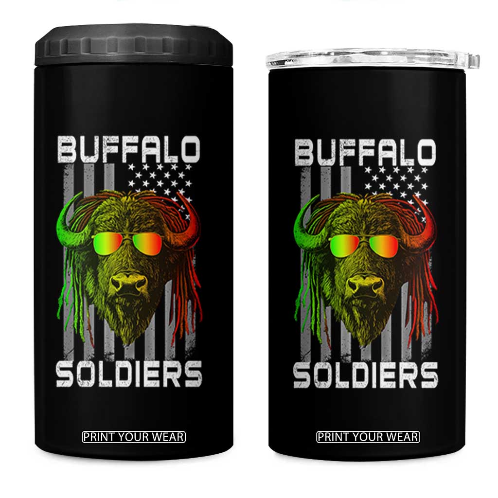 Retro Buffalo Soldiers 4 in 1 Can Cooler Tumbler 9th and 10th Cavalry African American Heros USA Flag TS10 One Size: 16 oz Black Print Your Wear