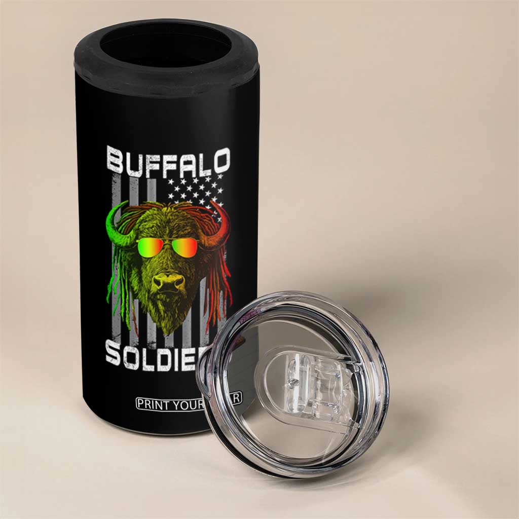 Retro Buffalo Soldiers 4 in 1 Can Cooler Tumbler 9th and 10th Cavalry African American Heros USA Flag TS10 Print Your Wear