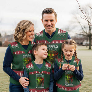 Retro Buffalo Soldiers V-Neck Knit Sweater Vest 9th and 10th Cavalry African American Heros USA Flag TS10 Red Green Print Your Wear