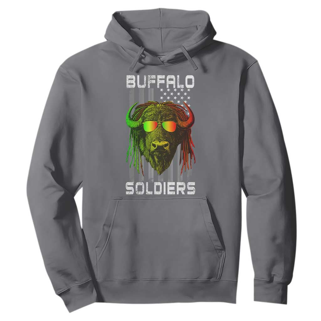 Retro Buffalo Soldiers Hoodie 9th and 10th Cavalry African American Heros USA Flag TS10 Charcoal Print Your Wear