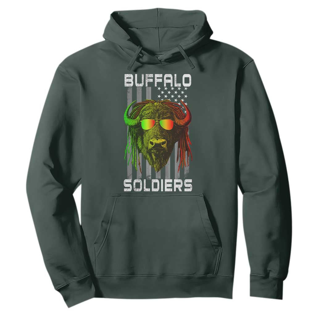 Retro Buffalo Soldiers Hoodie 9th and 10th Cavalry African American Heros USA Flag TS10 Dark Forest Green Print Your Wear