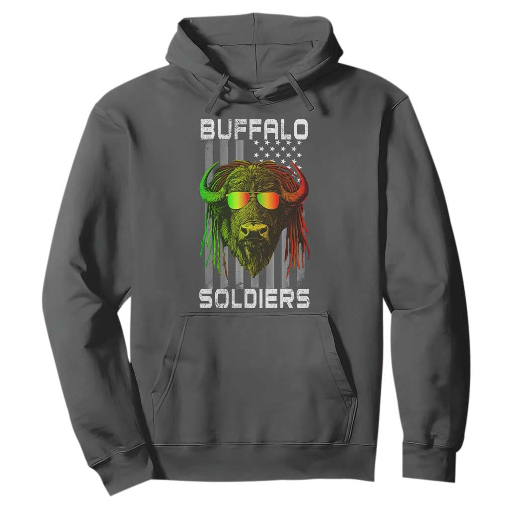 Retro Buffalo Soldiers Hoodie 9th and 10th Cavalry African American Heros USA Flag TS10 Dark Heather Print Your Wear