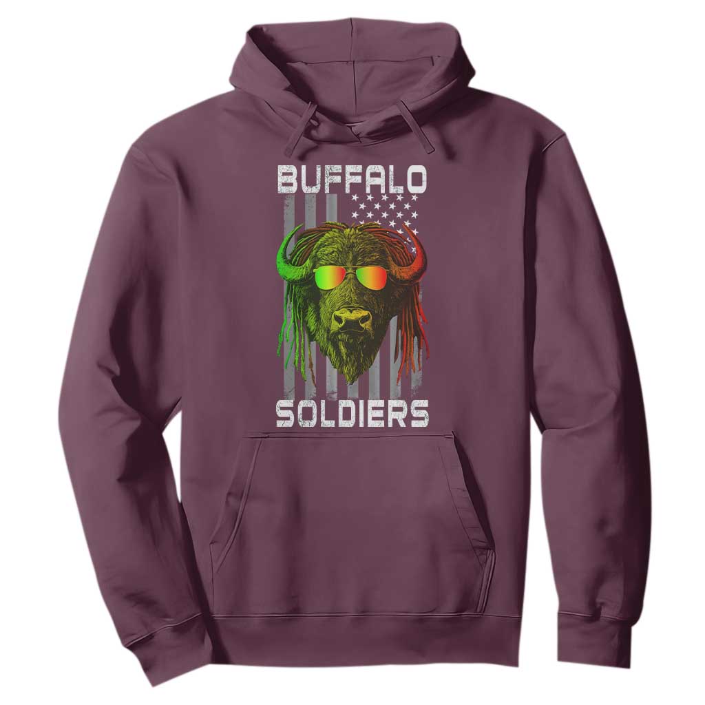 Retro Buffalo Soldiers Hoodie 9th and 10th Cavalry African American Heros USA Flag TS10 Maroon Print Your Wear