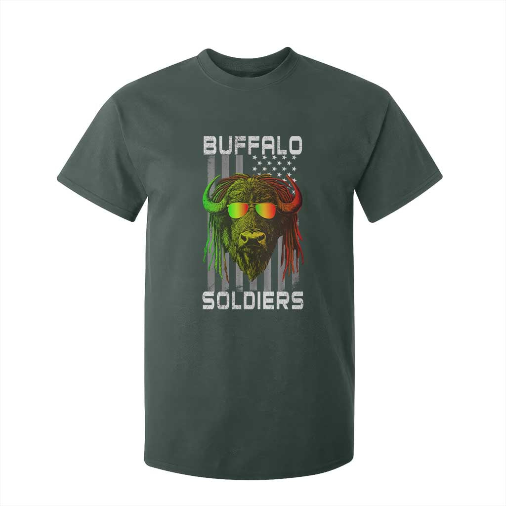 Retro Buffalo Soldiers T Shirt For Kid 9th and 10th Cavalry African American Heros USA Flag TS10 Dark Forest Green Print Your Wear