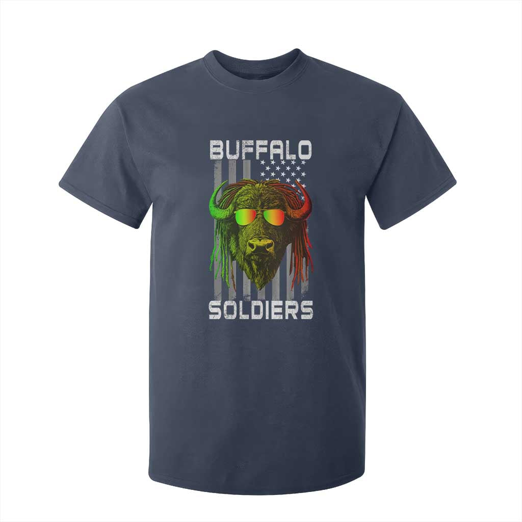 Retro Buffalo Soldiers T Shirt For Kid 9th and 10th Cavalry African American Heros USA Flag TS10 Navy Print Your Wear