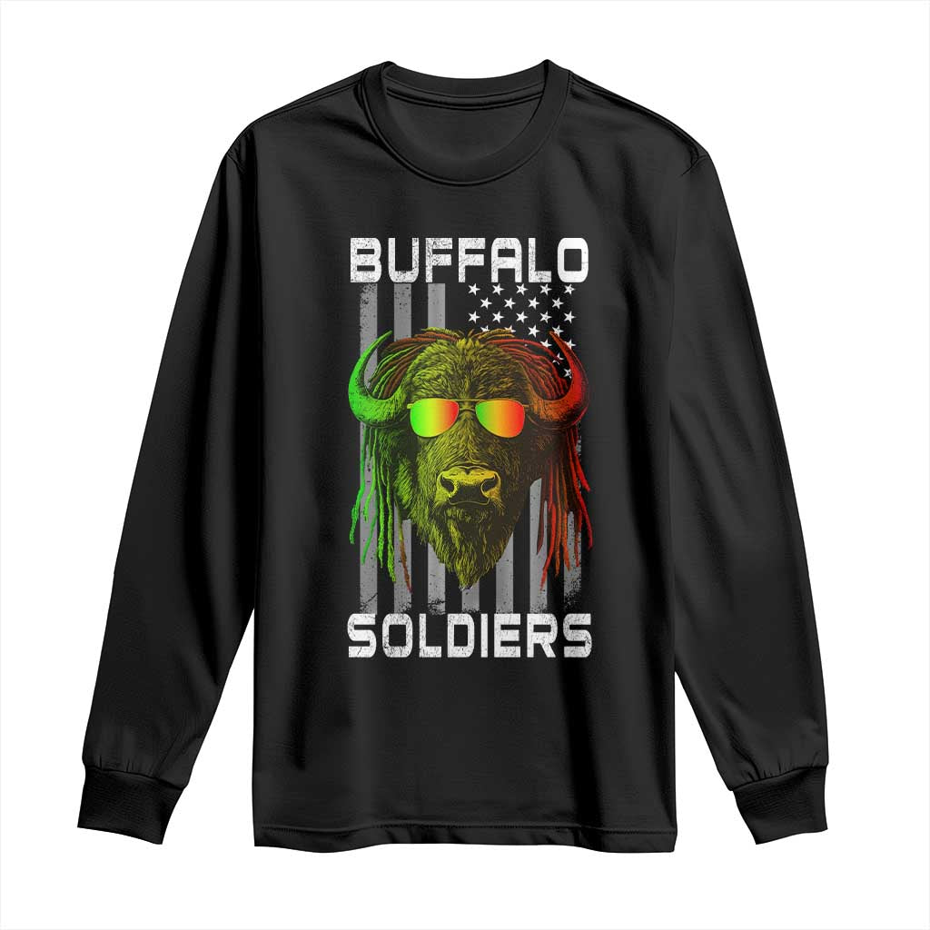 Retro Buffalo Soldiers Long Sleeve Shirt 9th and 10th Cavalry African American Heros USA Flag TS10 Black Print Your Wear