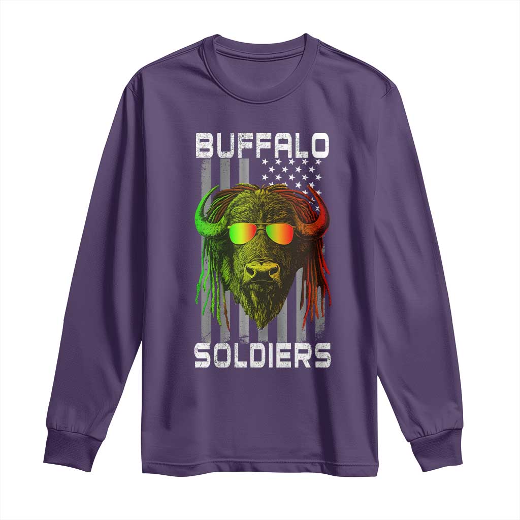 Retro Buffalo Soldiers Long Sleeve Shirt 9th and 10th Cavalry African American Heros USA Flag TS10 Purple Print Your Wear