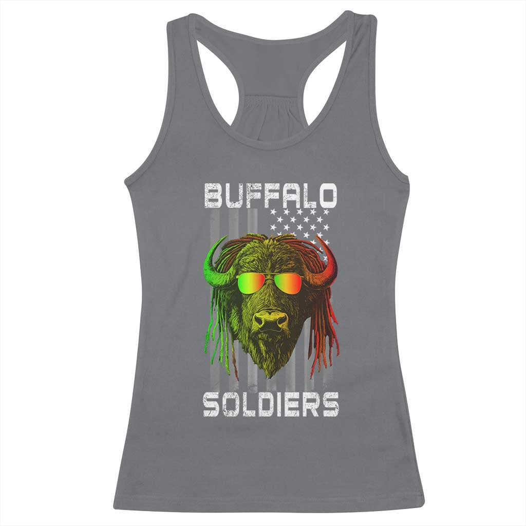Retro Buffalo Soldiers Racerback Tank Top 9th and 10th Cavalry African American Heros USA Flag TS10 Charcoal Print Your Wear