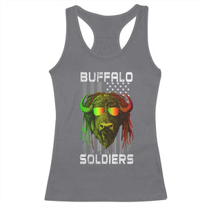 Retro Buffalo Soldiers Racerback Tank Top 9th and 10th Cavalry African American Heros USA Flag TS10 Charcoal Print Your Wear