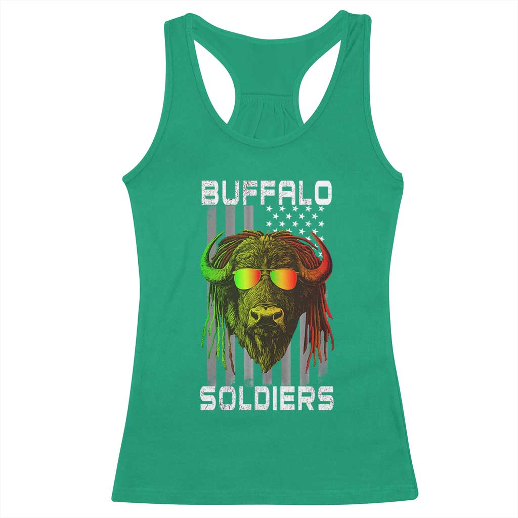 Retro Buffalo Soldiers Racerback Tank Top 9th and 10th Cavalry African American Heros USA Flag TS10 Irish Green Print Your Wear