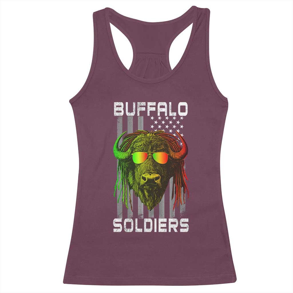 Retro Buffalo Soldiers Racerback Tank Top 9th and 10th Cavalry African American Heros USA Flag TS10 Maroon Print Your Wear