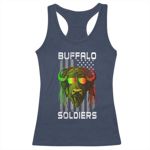 Retro Buffalo Soldiers Racerback Tank Top 9th and 10th Cavalry African American Heros USA Flag TS10 Navy Print Your Wear