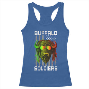 Retro Buffalo Soldiers Racerback Tank Top 9th and 10th Cavalry African American Heros USA Flag TS10 Royal Blue Print Your Wear