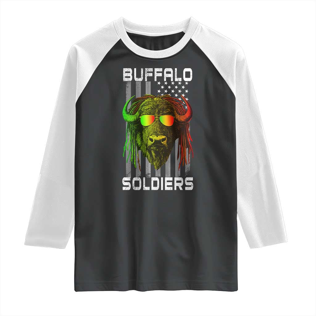 Retro Buffalo Soldiers Raglan Shirt 9th and 10th Cavalry African American Heros USA Flag TS10 Black White Print Your Wear