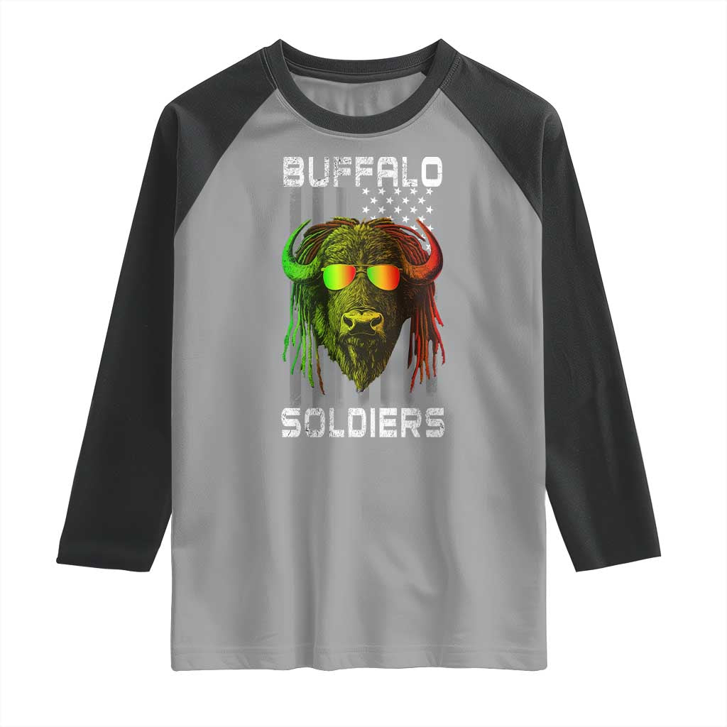 Retro Buffalo Soldiers Raglan Shirt 9th and 10th Cavalry African American Heros USA Flag TS10 Sport Gray Black Print Your Wear