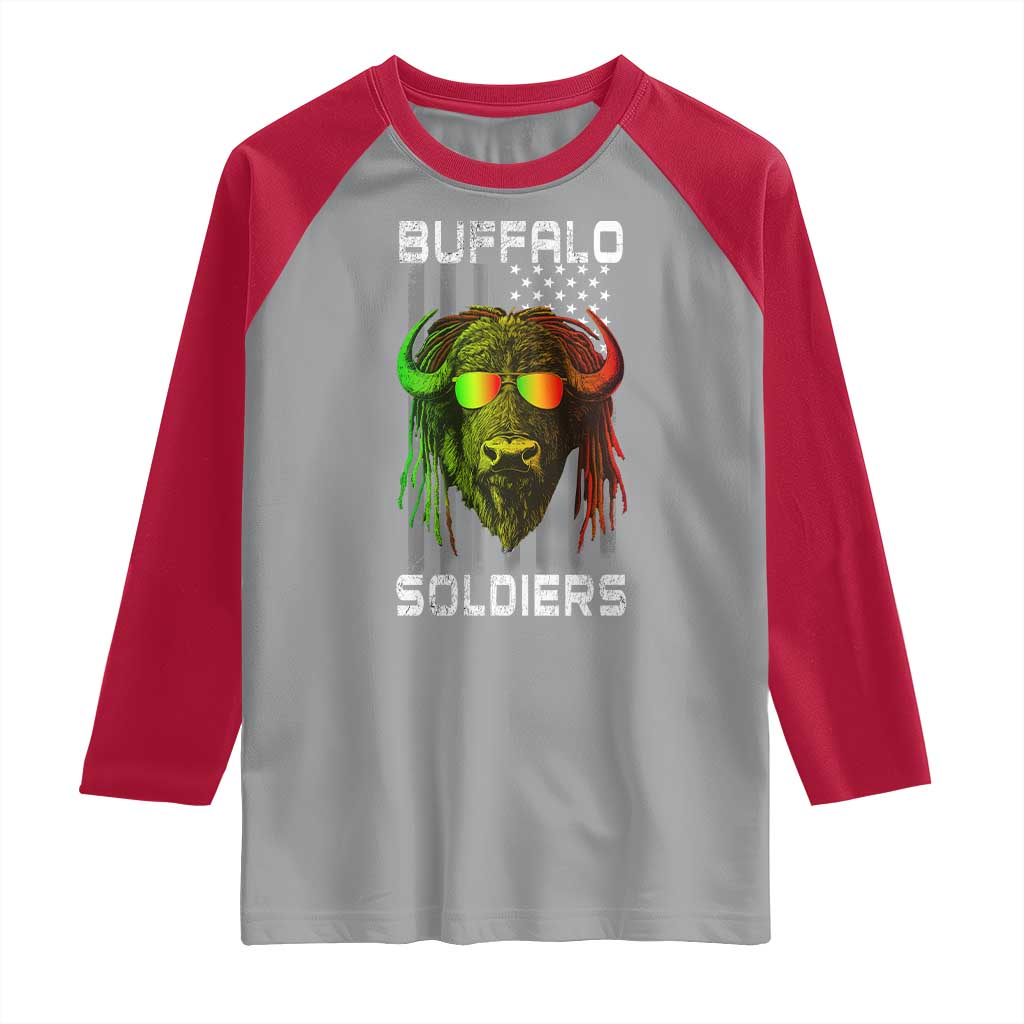 Retro Buffalo Soldiers Raglan Shirt 9th and 10th Cavalry African American Heros USA Flag TS10 Sport Gray Red Print Your Wear