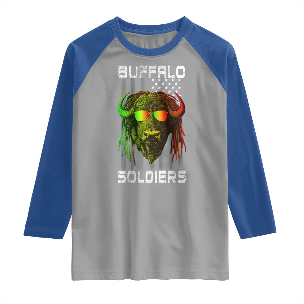 Retro Buffalo Soldiers Raglan Shirt 9th and 10th Cavalry African American Heros USA Flag TS10 Sport Gray Royal Print Your Wear