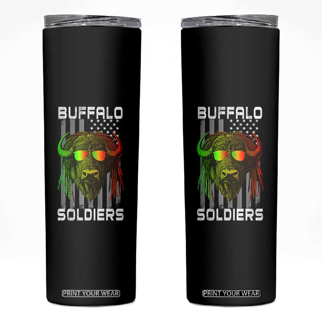 Retro Buffalo Soldiers Skinny Tumbler 9th and 10th Cavalry African American Heros USA Flag TS10 Black Print Your Wear