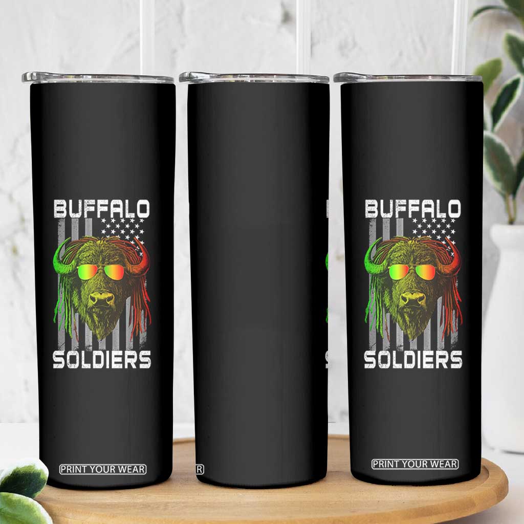 Retro Buffalo Soldiers Skinny Tumbler 9th and 10th Cavalry African American Heros USA Flag TS10 Print Your Wear