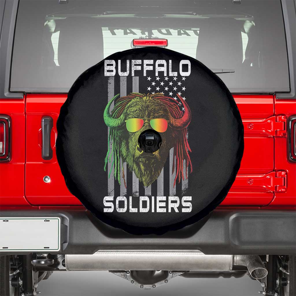 Retro Buffalo Soldiers Spare Tire Cover 9th and 10th Cavalry African American Heros USA Flag TS10 Black Print Your Wear