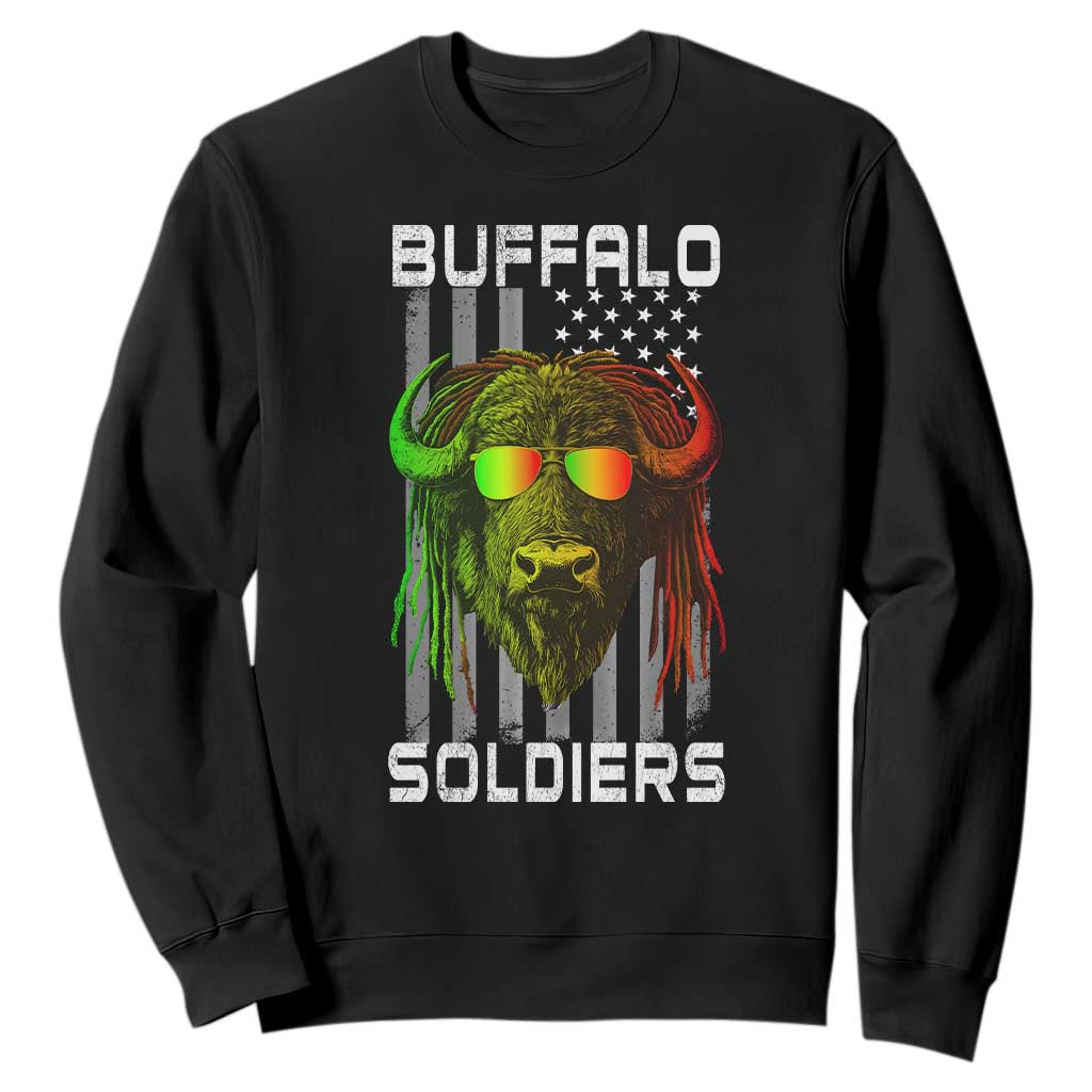 Retro Buffalo Soldiers Sweatshirt 9th and 10th Cavalry African American Heros USA Flag TS10 Black Print Your Wear