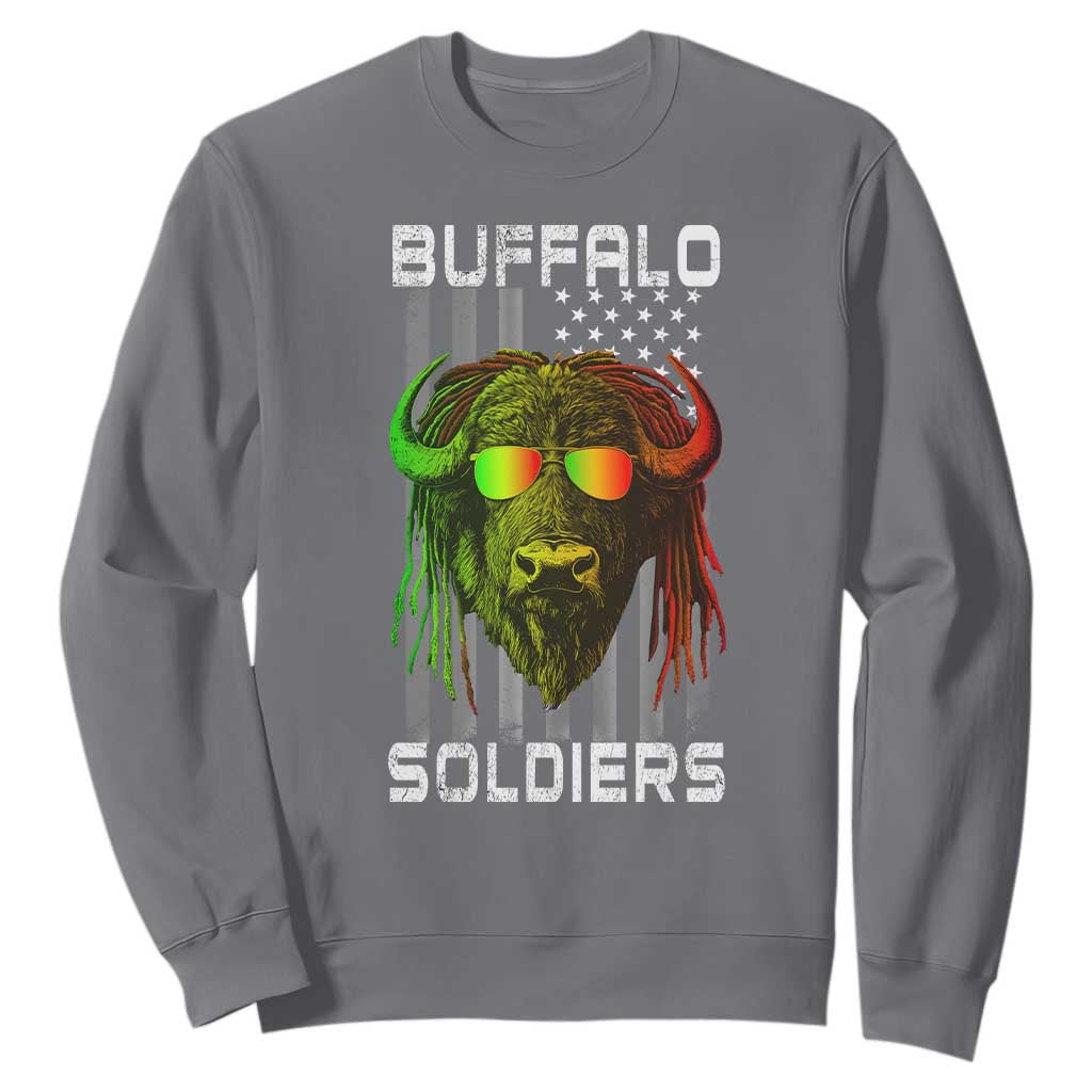 Retro Buffalo Soldiers Sweatshirt 9th and 10th Cavalry African American Heros USA Flag TS10 Charcoal Print Your Wear